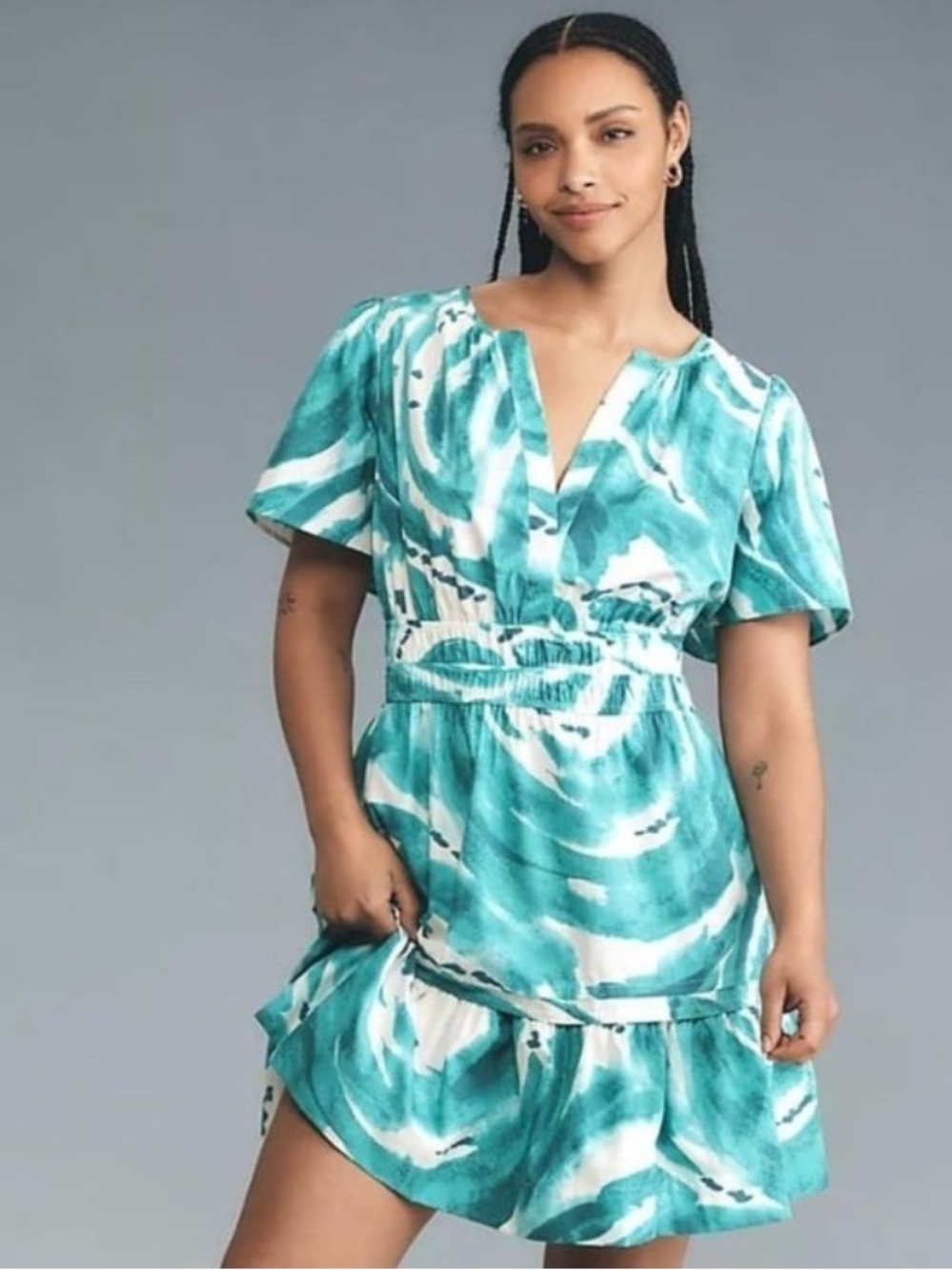 Anthropologie The Somerset Turquoise Mini Dress XSP